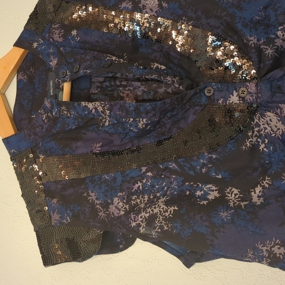 French Connection Y2K Sequin Adorable Night Out Blouse Layering Cap Sleeve Sz 10 - Picture 3 of 8